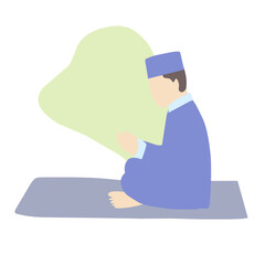 Muslim male prayer instruction poses icon set vector illustration