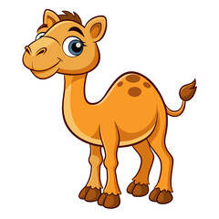 Cute Dromedary Camel Character Illustration on White Background
