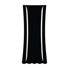 Stylized black silhouette of a vector cloth or fabric curtain like object