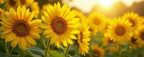 Obraz premium Sun-drenched sunflowers & yellow bananas cluster, color, bright