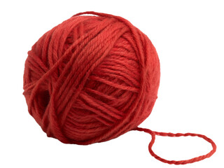 Red Yarn Ball for Crafting Isolate on transparent background cutout, PNG file, Cutout file