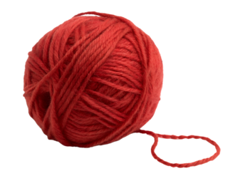 Red Yarn Ball for Crafting Isolate on transparent background cutout, PNG file, Cutout file