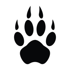 Silhouette of a paw print vector featuring claws against a white background © Tanjila
