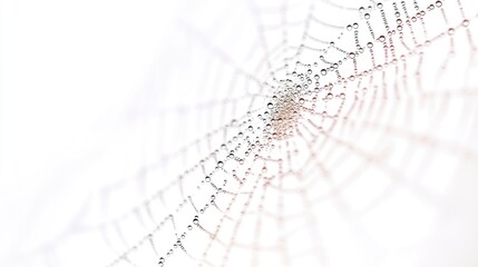 Dewdrop spiderweb on white background