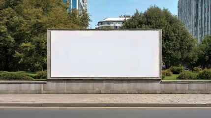 A blank billboard mockup set against an urban facade offers a prime advertising space, ready for branding, promotion, or a business campaign.