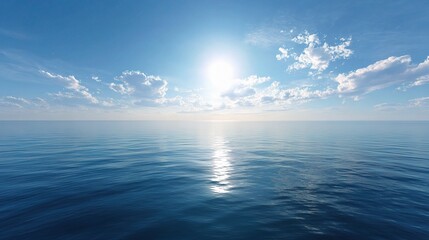 Obraz premium Serene Panoramic View of Calm Sea and Sky at Distant Horizon