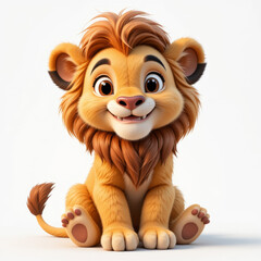 Isolated white three dimension cartoon of young lion sitting © Tito Rollis
