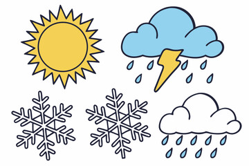 A Vibrant Flat Style Weather Icon Set Including Su 5