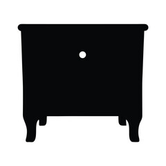 Silhouette of a minimalist bedside vector table with small drawer and legs