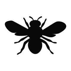 Simple black silhouette illustration of vector a honeybee on a white background