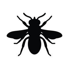 Symmetrical silhouette of a honey vector bee with visible wings and legs