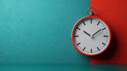 Retro style clock set against a vibrant dual-tone background showcasing time management concepts and deadline visualization