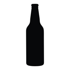 Black silhouette of a glass bottle vector with a narrow neck and cap