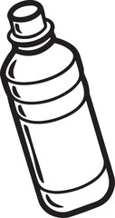 water bottle line art, black outline, vector and illustration, coloring book page line art drawing
