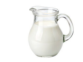 Glass Pitcher of Fresh Milk Isolate on transparent background cutout, PNG file, Cutout file