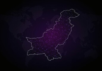 Obraz premium Pakistan: A Nation Connected, Digital Map of Pakistan