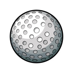 Golf ball vector illustration, realistic dimpled texture sport equipment icon, isolated white golfing ball