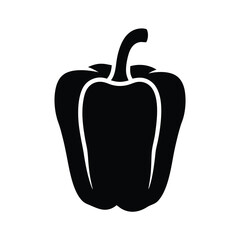 Simple black silhouette illustration of a vector bell pepper on a white background