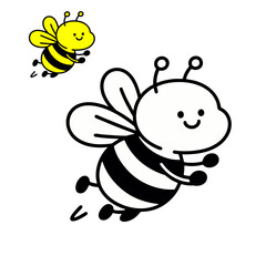 honey bee flying with friends with a smile