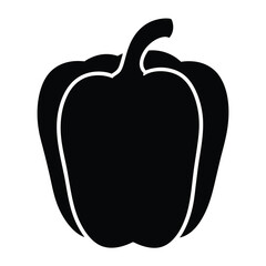 Black and white silhouette of a bell pepper, vector  a healthy garden vegetable