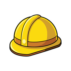 Yellow hard hat vector illustration, construction safety helmet, worker protection gear, industrial headgear, engineering icon, isolated EPS graphic	
