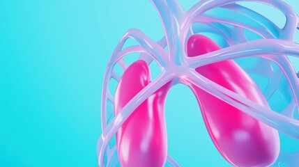 Fototapeta premium Abstract Lungs with red human bronchial tree structure. Lungs anatomy,left and right bronchus, bronchioles,Medicine cure tuberculosis, pneumonia, asthma. Abstract health care medical concept.