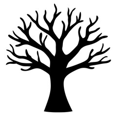 A bare silhouette tree against a vector white background showing off its form