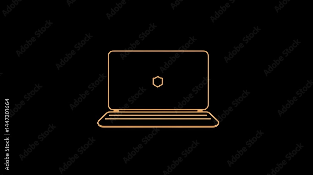 Poster a laptop with a camera icon on it. the laptop is open and the camera icon is on the screen