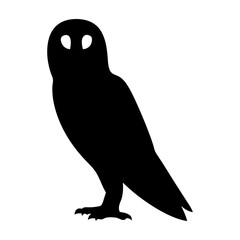 A stark silhouette of an owl vector against a plain white backdrop creating mystery