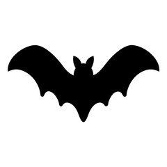 Black bat silhouette with its wings spread, vector  Halloween decoration element icon