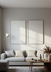 Modern living room with minimalist decor and natural light  
