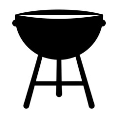 Simple black and white image vector of a barbecue grill with stand