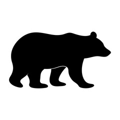 Silhouette of a bear walking across a white background, vector art