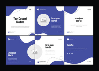 Modern 6 page carousel banner template design. Intagram carousel or linkedin social media carousel. Six page in portrait frame,