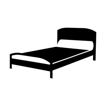 Simple black and white silhouette illustration vector of a classic platform style bed