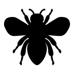 Elegant black silhouette of a honeybee, vector  buzzing its way through the world