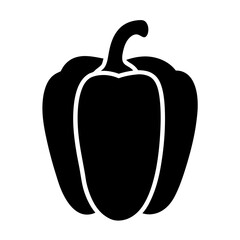 Silhouette Illustration of a Black vector Bell Pepper with Stem and Highlights
