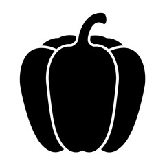 Simple black vector silhouette of a bell pepper, a vegetable icon