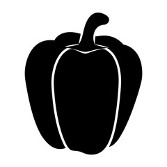 Simple black and white graphic vector of a bell pepper illustration