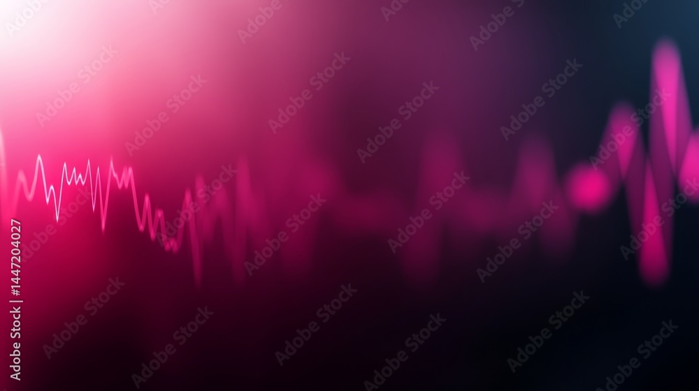 Poster a glowing red pulse waveform creates a heart shape that radiates outward, enhanced by soft neon glow