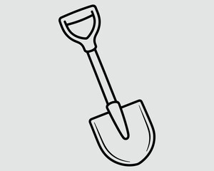 Shovel Line Drawing for Kids – Bold Black and White Coloring Page Vector
