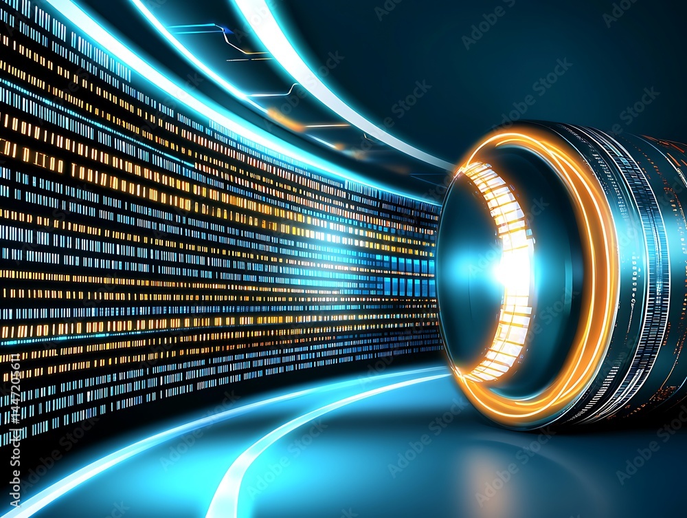 Poster dynamic futuristic abstract background with glowing lines and shapes