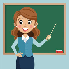 teacher in classroom teacher in front of blackboard