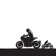 Fototapeta premium Motorcycle silhouette on the road with rider