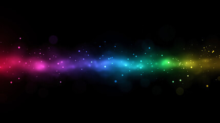 Glowing green, blue, and purple bokeh lights on blurred background