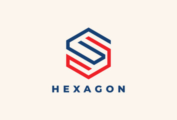 Fototapeta premium Initial Letter S Connected Line Hexagon Logotype Concept Usable for Business, Brand, Company, Corporate Identity Related with Technology, Network, Connection.
