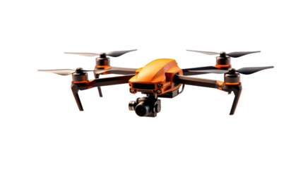 Top View of Flying Drone on White Background