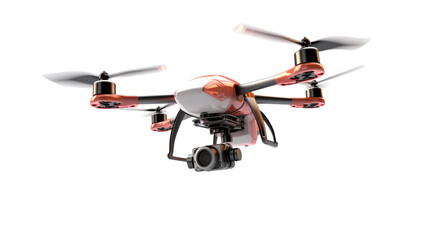 Top View of Flying Drone on White Background