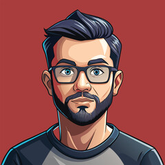 Portrait of a man, Man avatar character - Vector illustration of a regular middle-aged male person, upper body and face 