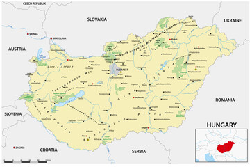 detailed vector map of hungary